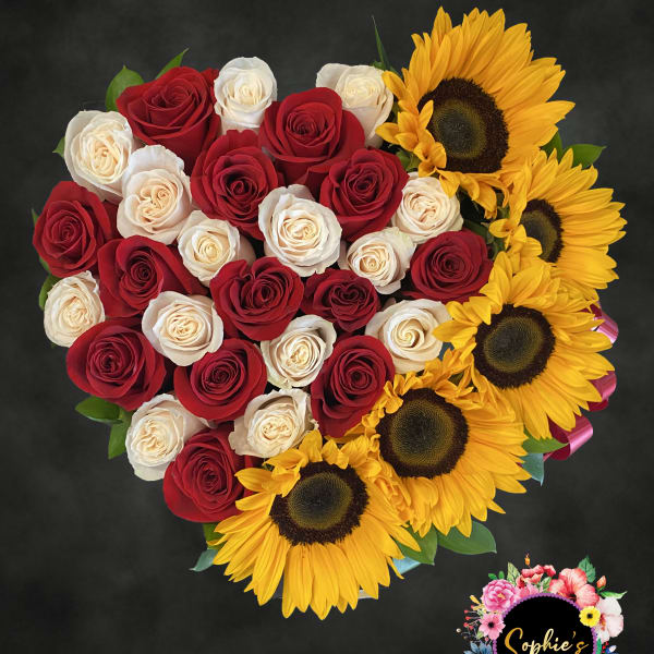 Sunflower and Rose Heart
