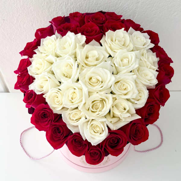 Heart Roses Red and White