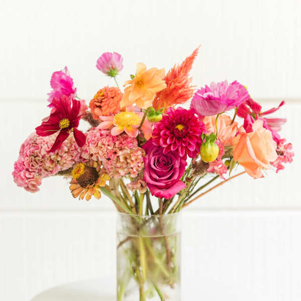 hot pink, peach and orange creation