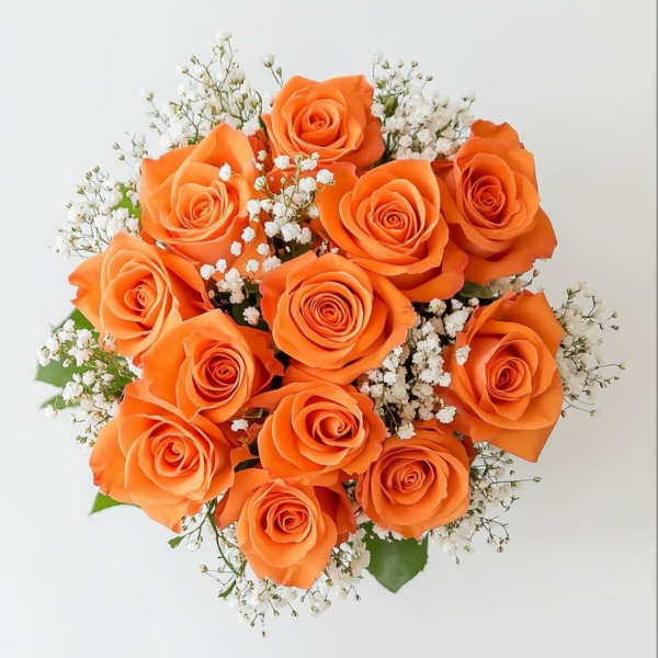 1 dozen orange roses bouquet