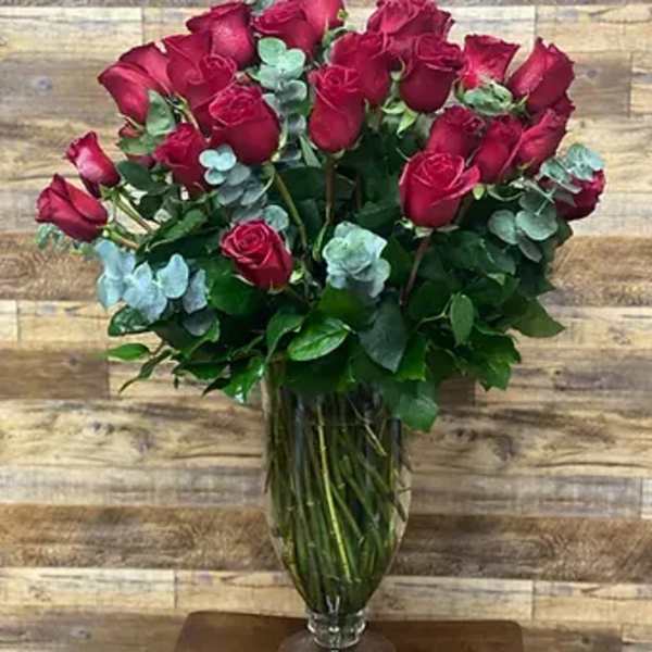 Long Stem Roses in a Vase