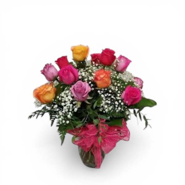 One dozen mixed Ecuadorian roses