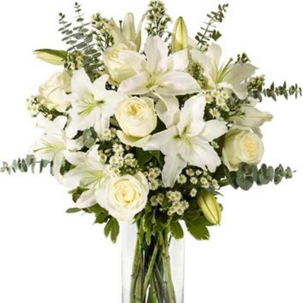 White sympathy vase