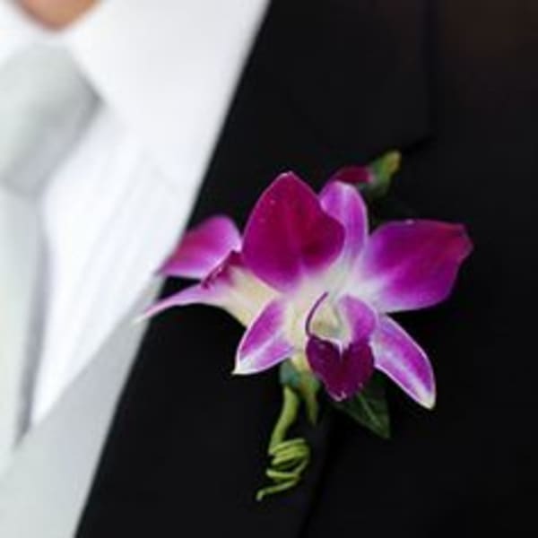 Purple Orchid Boutonniere