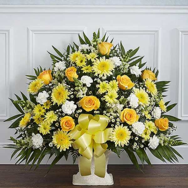 Yellow Floor Basket Arrangement