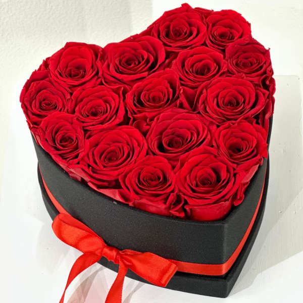 Long Lasting Red Roses in a Heart Shaped Box Small