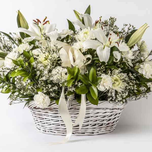 Basket of mixed flowers