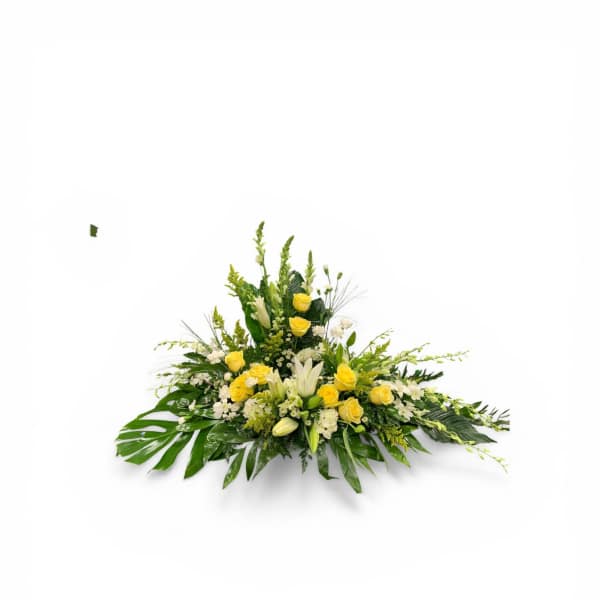 Yellow and White Cremation Wreath