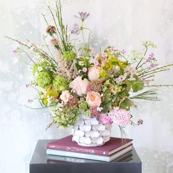 Artful Spring flower garden