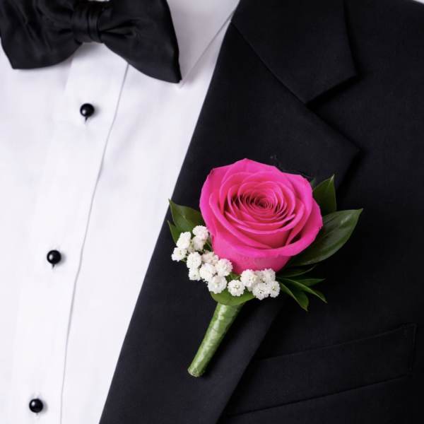 Boutonniere with Hot Pink Rose