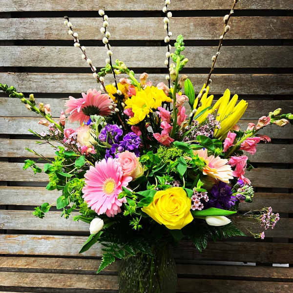 DESIGNER'S CHOICE Large Spring Beaded Vase.