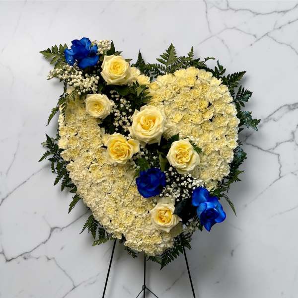 White and Blue Sympathy Heart