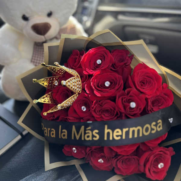 Bouquet de 25 con oso de peluche