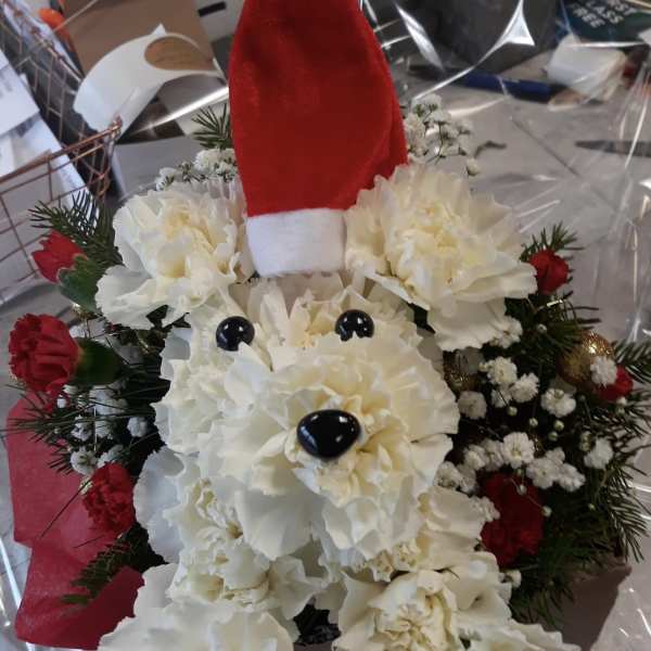 JOLLY SANTA PAWS IN A RUSTIC CUBE