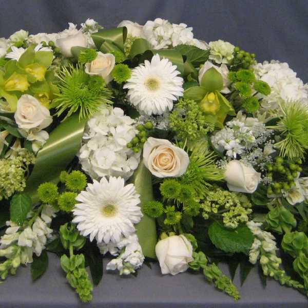 Green & White Casket Spray C13