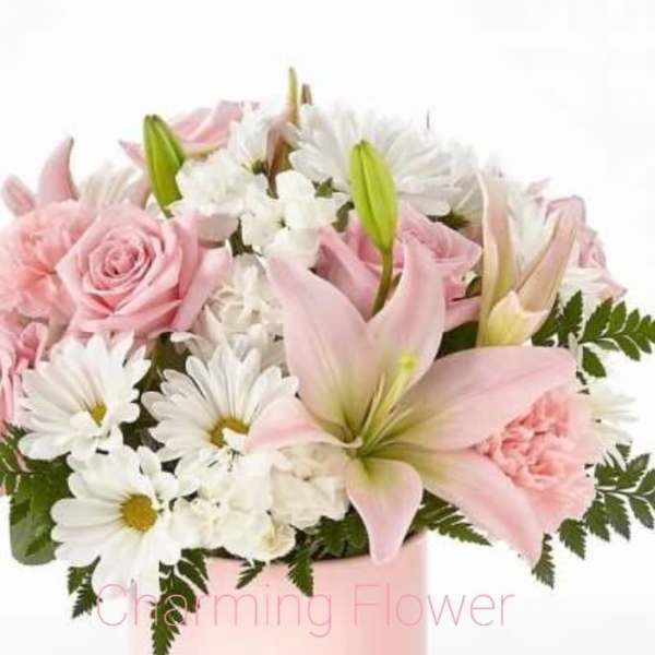 Perfectly pink bouquet of fresh flowers.