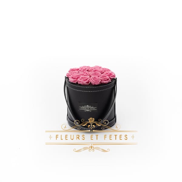 Small vegan leather box with hot pink roses