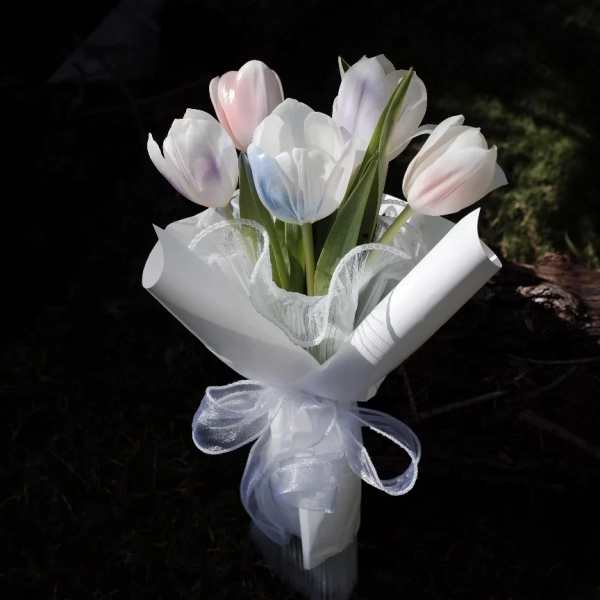 Pastel Tulip Bouquet – Whispers of Spring