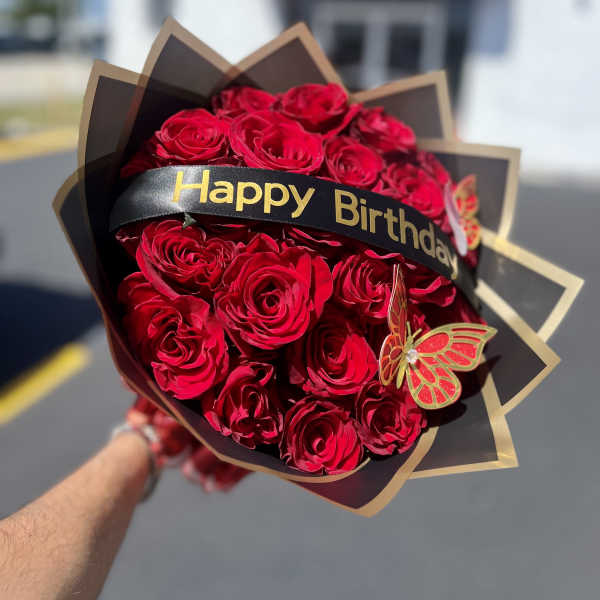 Elegance Bouquet - Small - Red Roses