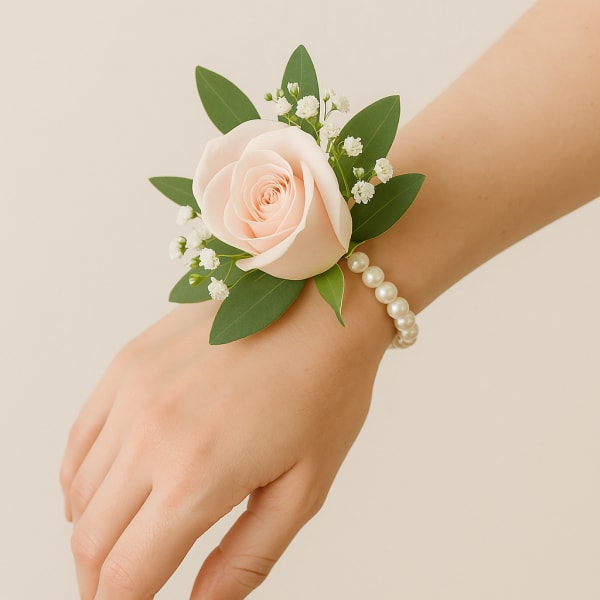 Touch of Grace Wrist Corsage by Latin Lady Flowers