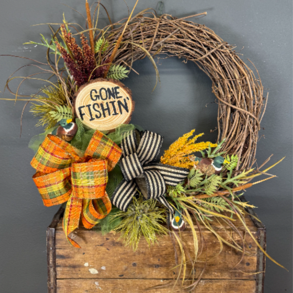 Gone Fishin' Silk Wreath