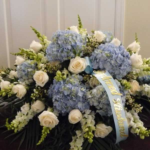 Blue & White Casket Cover (Click on Picture for Best View)