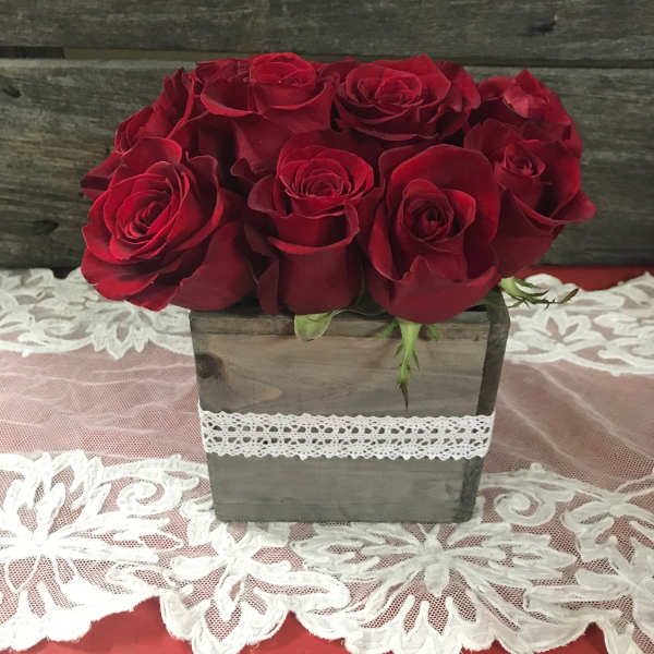 Rustic Box of Roses