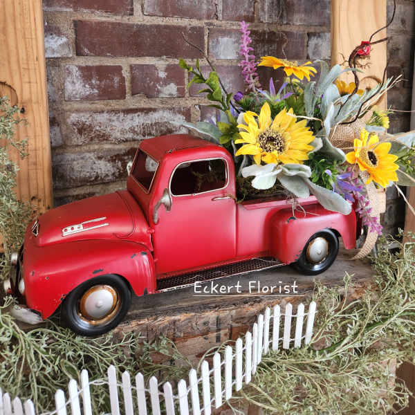Eckert Florist's Artificial Red Tin Truck
