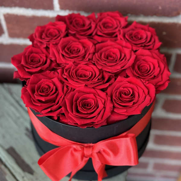 Everlasting Love 12 Preserved Red Roses