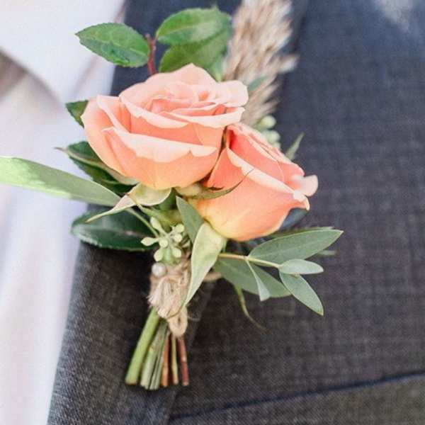 Peach Bloom Boutonnière