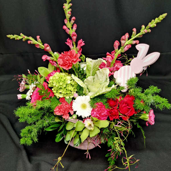 Easter bunny basket of flowers