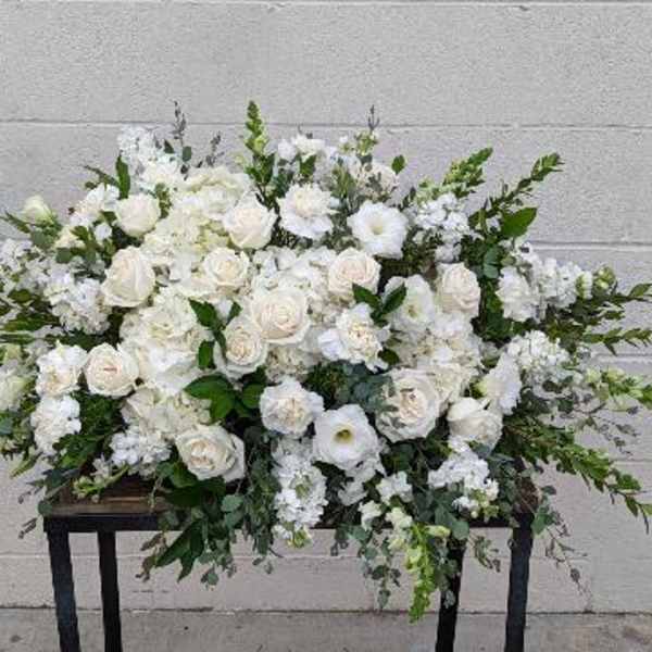 White Reflections Casket Spray