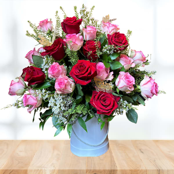 Caja de 24 rosas con mariposas Long Island, New York