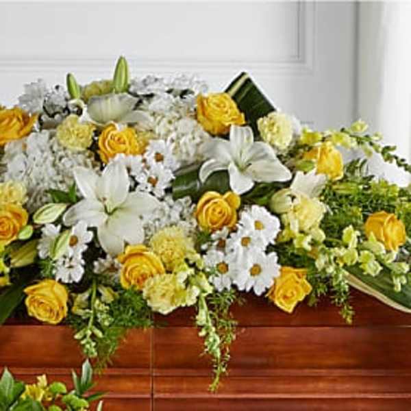 Golden Harmony Casket Spray.