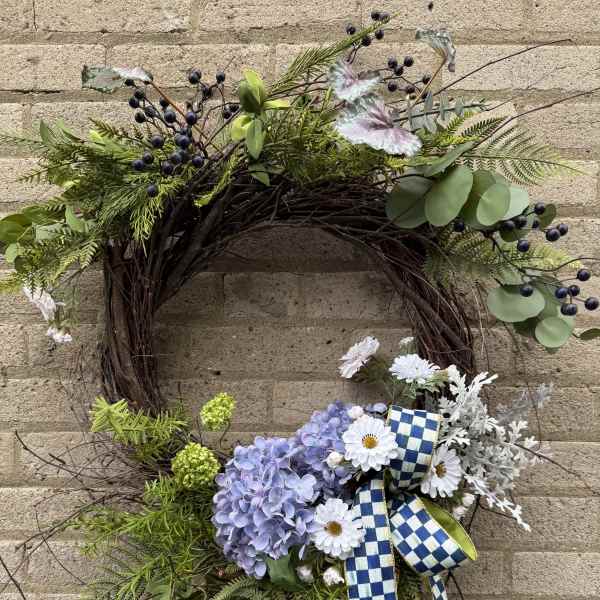 Blue and White Wreath