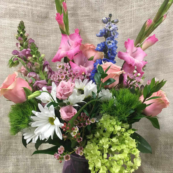 Softly Spoken - Pastel Blooms with Green and White accents