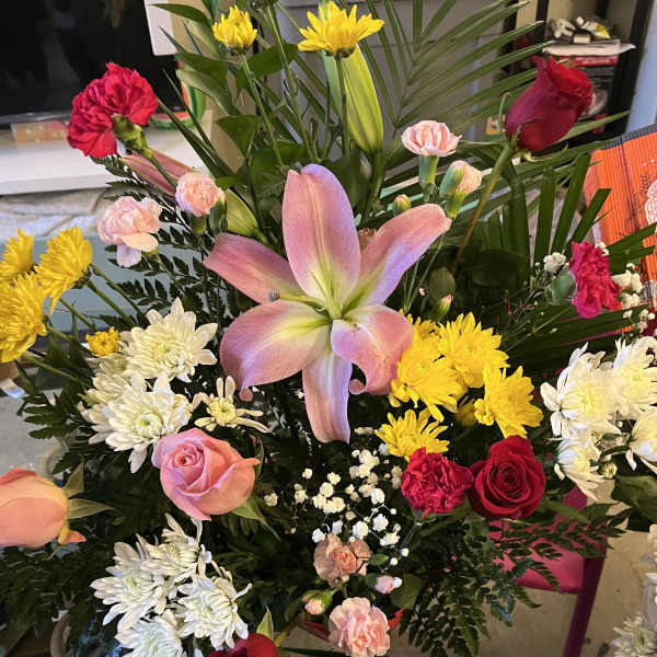 Valentine’s Day basket arrangement