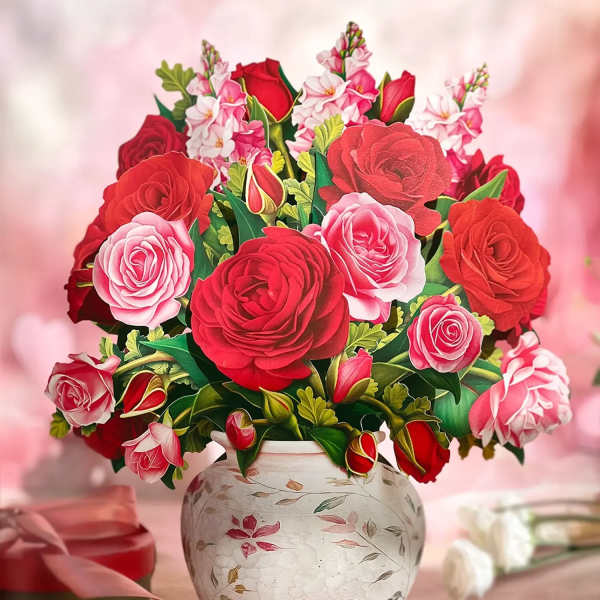 Blooming Roses Fresh Cut Paper Pop-up