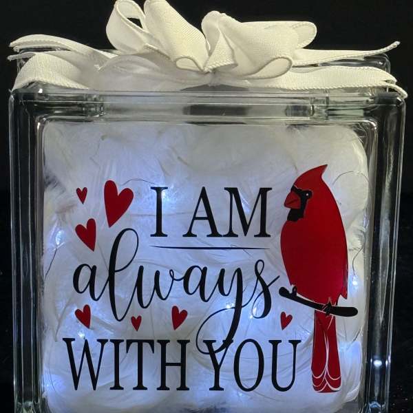 Light Up Bereavement Glass Block Always With You