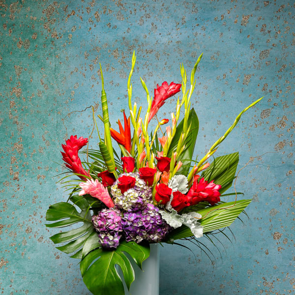 Tall Tropical Tranquility w/Roses