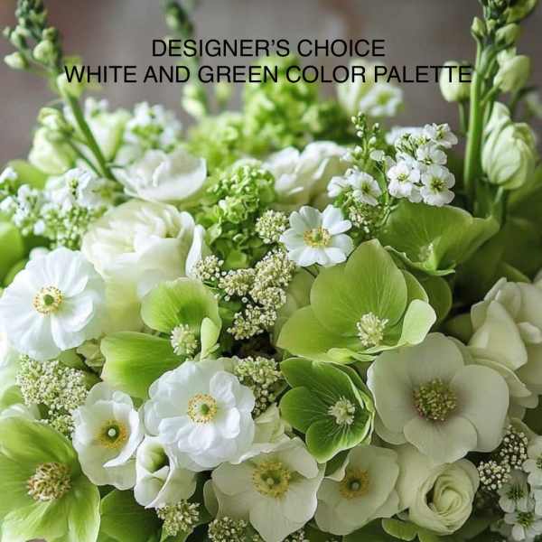 White and Green Custom Floral Arrangement