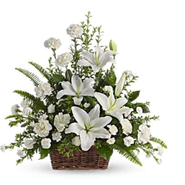 Peaceful White Lilies Basket by Teleflora T228-1A