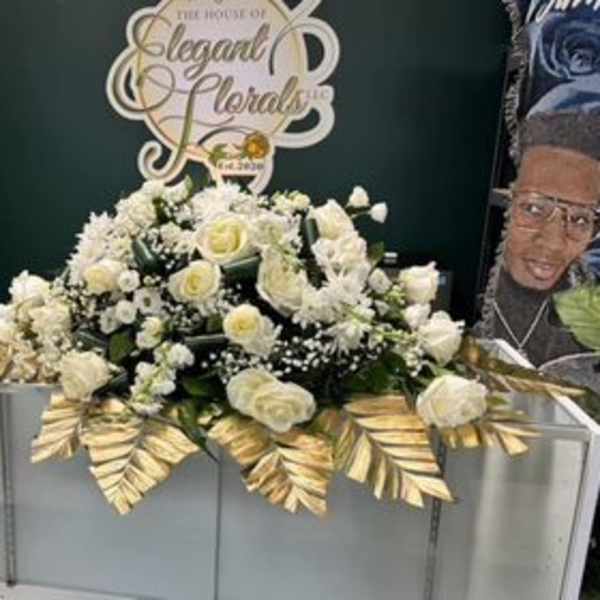 Rose "White" Sympathy Casket Spray