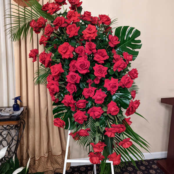 Stunning Red Rose Funeral Spray