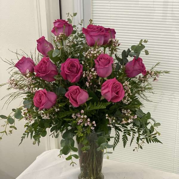 Hotness - One Dozen HOT PINK roses