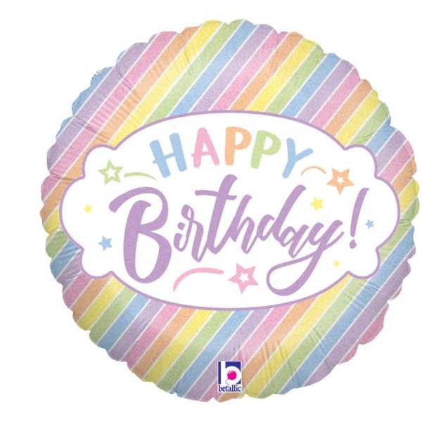 Pastel Stripes Birthday Mylar