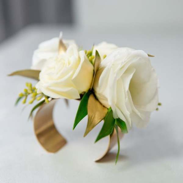 Chose Rose Color - Gold Cuff Corsage