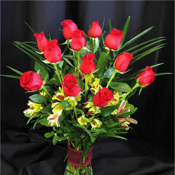 Dozen Medium Length Roses - RED or COLORED ROSES