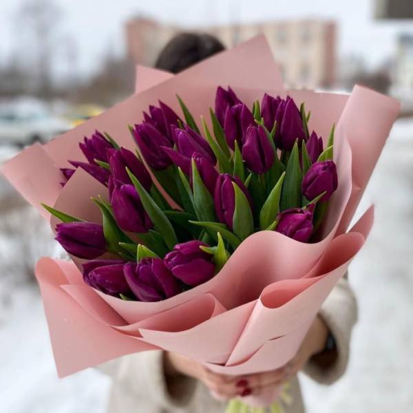 Purple joy tulip bouquet