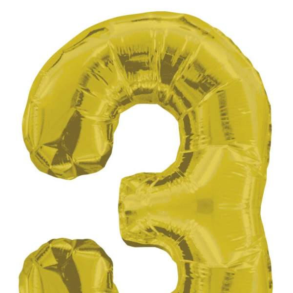 Gold Number 3 Balloon